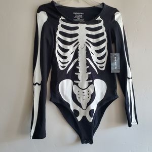 Chemistry Skeleton Bodysuit Black White Halloween Long Sleeve